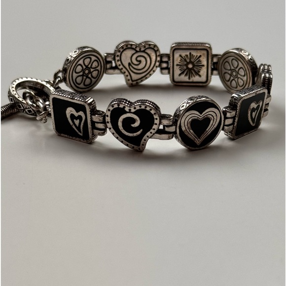 Brighton Heart and C Bracelet Silver Tone Black - Picture 4 of 4